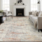 5x7 Area Rug Living Room: Modern Washable Indoor Soft Carpet Taupe | - Image 2