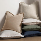 MIULEE Boho Linen Fringe Decorative Throw Pillow Covers Camel 18x18 | Set of 2 - Image 5