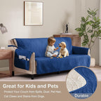 Blue Sofa Covers with Pockets, Anti-Slip Medallion Couch Covers - Image 8
