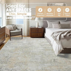 9x12 Area Rugs for Living Room Washable Bedroom Dining Room Beige Grey | Modern - Image 8