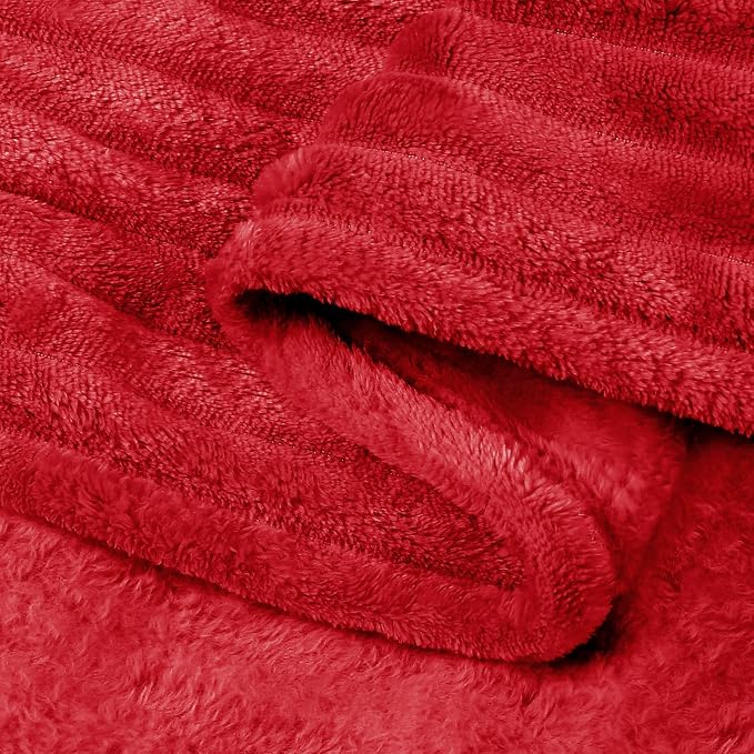 BEDELITE 3D Ribbed Jacquard Red Blankets Queen Size - Image 4