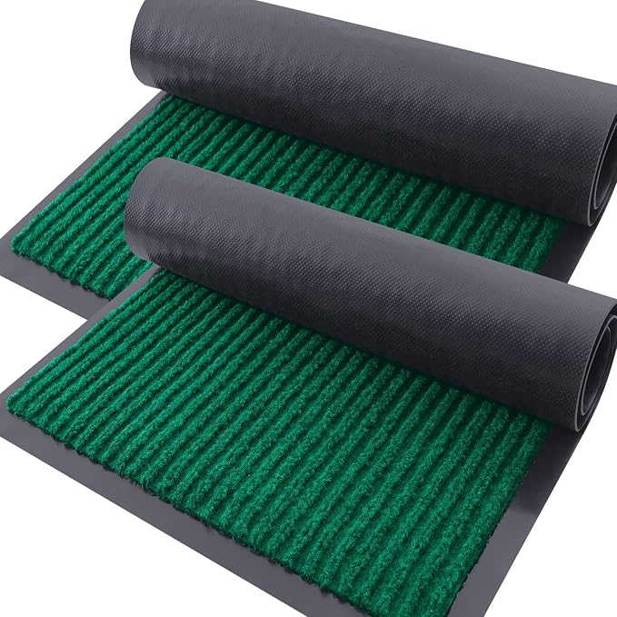 OLANLY 2-Pack Front Door Mats 47x23, Waterproof Heavy-Duty Doormats | Green by OLANLY