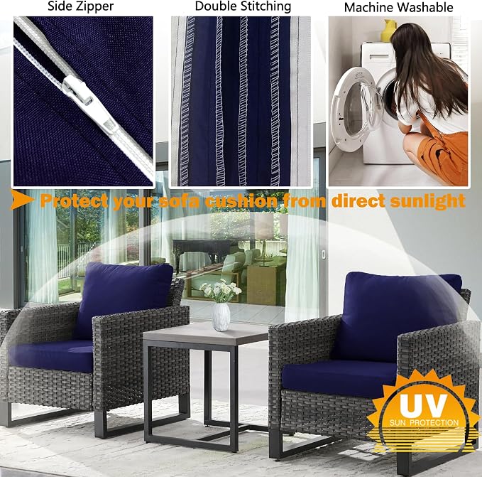 Sqodok Outdoor Cushion Covers 25x25 inch, Wicker Chair - Image 4