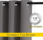 NICETOWN Grey Room Darkening Curtains Blackout 36 inch Curtains - Image 2