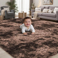 PLHXFR 6x9 Area Rug Living Room: Fluffy Bedroom Soft Shag Rug Coffee Brown | by PLHXFRSoftAreaRugs