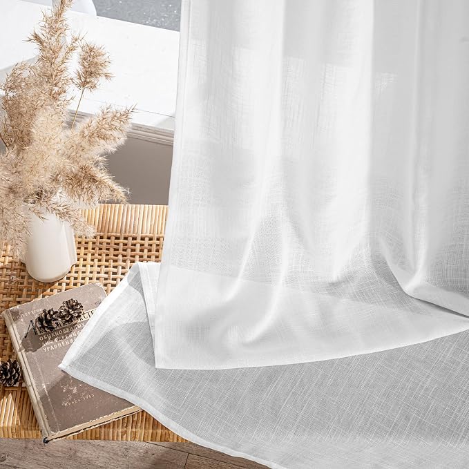 MIULEE White Linen Curtains 72 Inch Length 2 Panels - Image 7