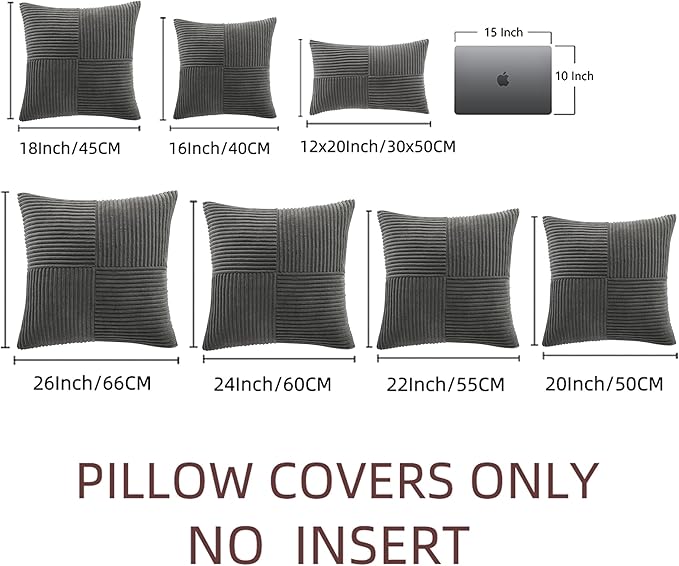 Fancy Homi 2 Packs Dark Gray Decorative Throw Pillow Covers 20x20 Inch - Image 8