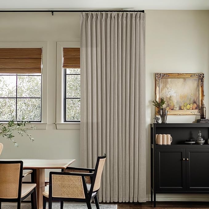 Burlywood Birch Pinch Pleated Thick Linen Curtains 108 Inches Long | 400GSM by Twodrapes