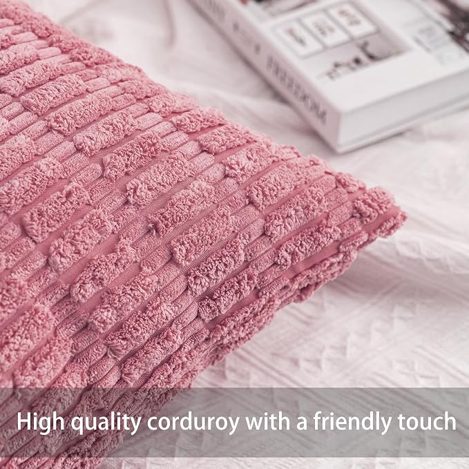 Aegero Pack of 2 Corduroy Decorative Throw Pillow Covers 12x24 Inch - Image 2