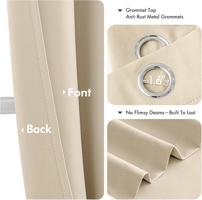MIULEE Blackout Curtains for Bedroom 2 Panels 50 x 84 Inch Long Cream Beige | - Image 4