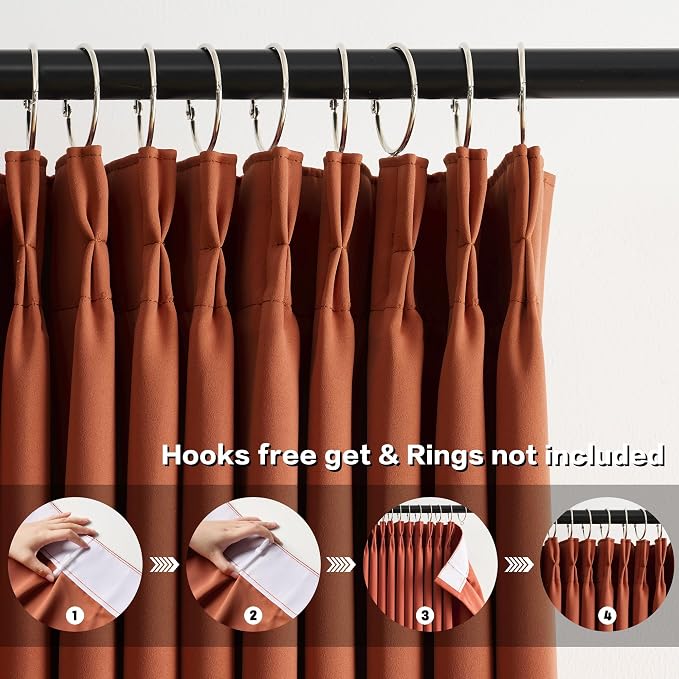 Long Copper Blackout Burnt Orange Curtains - Image 2