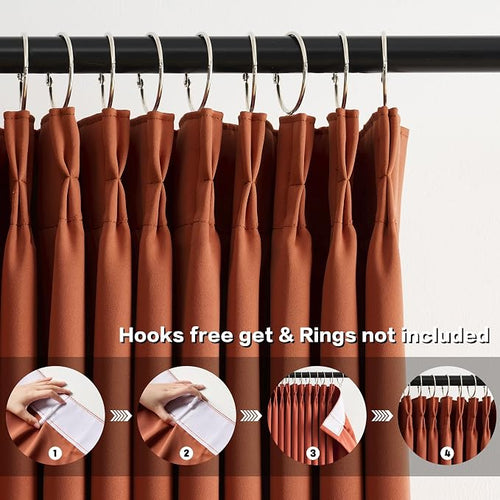 90 Inch Burnt Orange Pleated Curtains - Image 2