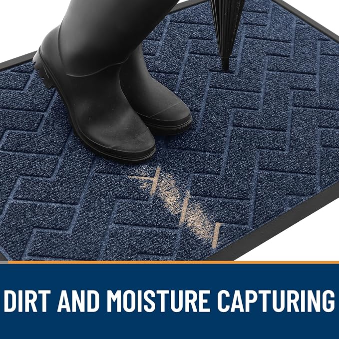 OLANLY Front Door Mat Outside 47x23, All-Season Absorbent Rubber Doormat | Blue - Image 7