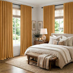 MIULEE Fall 100% Blackout Linen Curtains 42" x 90" Mustard Yellow 2 Panels | - Image 8