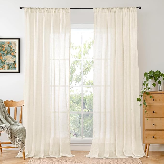 BGment Beige Linen Curtains 80 Inches Long by BGment
