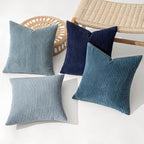 MIULEE Soft Corduroy Decorative Throw Pillow Covers Blue Navy Series 24x24 | - Image 2