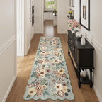 DUKINO 2.6x8 Runner Rug, Floral Washable Kitchens Rug Non Slip, Sage Green | - Image 7