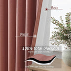 100% Blackout Curtains 96 Inch Length 2 Panels Set - Image 4
