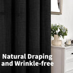 YoungsTex Black Linen Semi Sheer Curtains 42 x 63 Inch Length 2 Panels | Light - Image 6