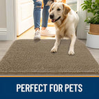 OLANLY Dog Door Mat for Muddy Paws 36x24, Super Absorbent Chenille Mud Mat | Tan - Image 6