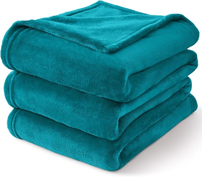 BEDELITE Fleece Blanket Soft Plush Queen Size Bed Blanket Teal Blue 90"x90" | - Image 7