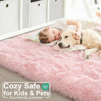 Amdrebio Light Pink Fluffy Fuzzy Area Rug 4x6 - Image 6