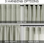 Sage Green Linen Textured 96 Inch Curtains 2 Panel Set Back Tab Rod Pocket - Image 3