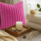decorUhome Fall Faux Fur Throw Pillow Covers 12x20 Set of 2 Hot Pink | - Image 9