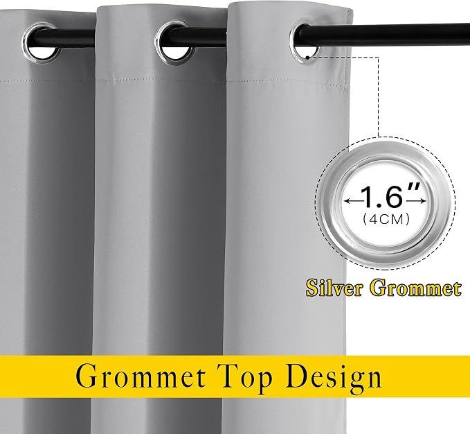 NICETOWN Silver Grey Curtains 84 inch Length 2 Panels, Grommet Thermal - Image 2
