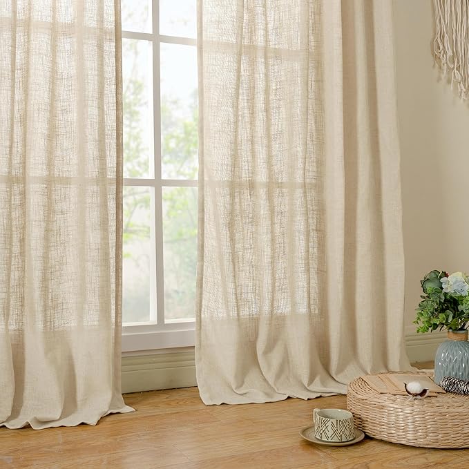 Kitchen Semi Sheer Linen Curtains 24 Inch Length - Image 9