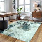 5x7 Area Rugs for Living Room Washable Bedroom Dining Room Teal Grey Gold | - Image 3