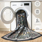 PLHXFR 3x10 Washable Runner Rug：Floral Indoor Kitchen Carpet Dark Black | - Image 8