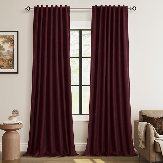 100% Blackout Curtains 108 Inch Length 2 Panels Set by Guken