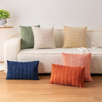 Pack of 2 Corduroy Decorative Throw Pillow Covers 22x22 Inch, Wine Red | Fall - Image 4