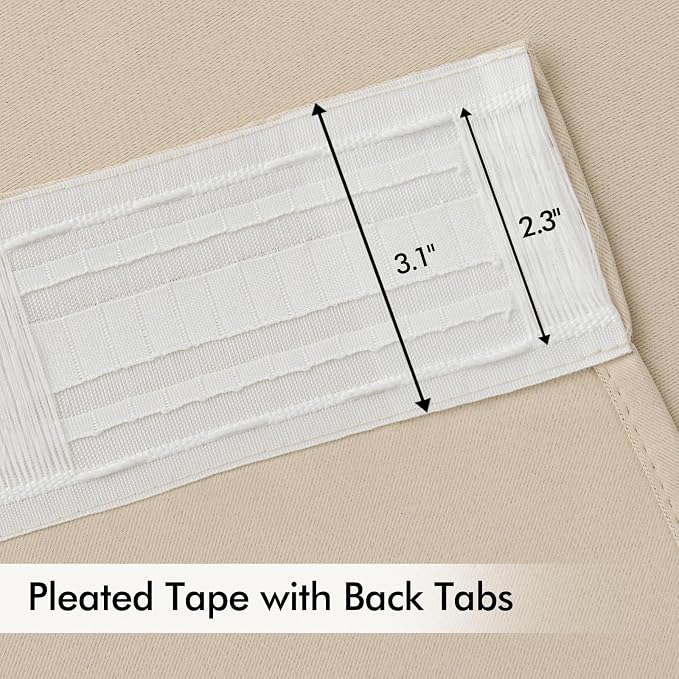 MIULEE Cream Beige Back Tab Blackout Curtains 52x104 Inch Length 2 Panels | Rod - Image 4