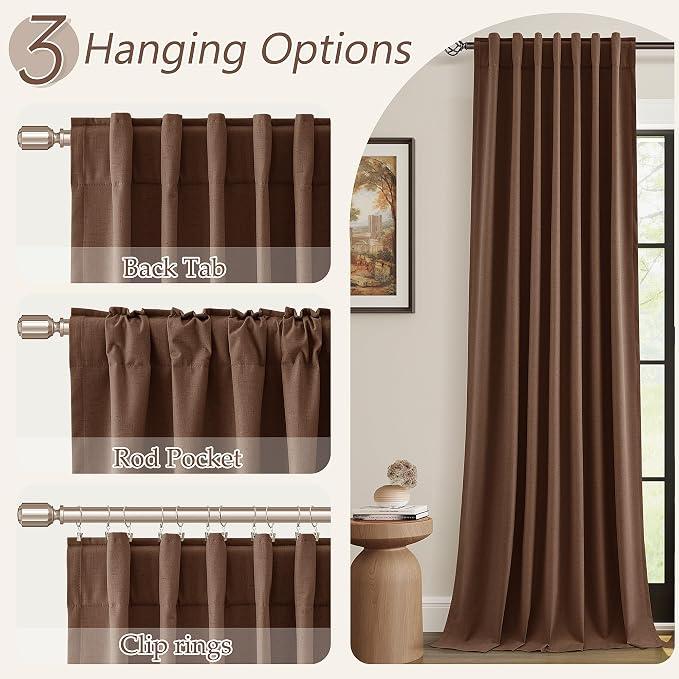 100% Blackout Curtains 90 Inch Length 2 Panels Set - Image 6
