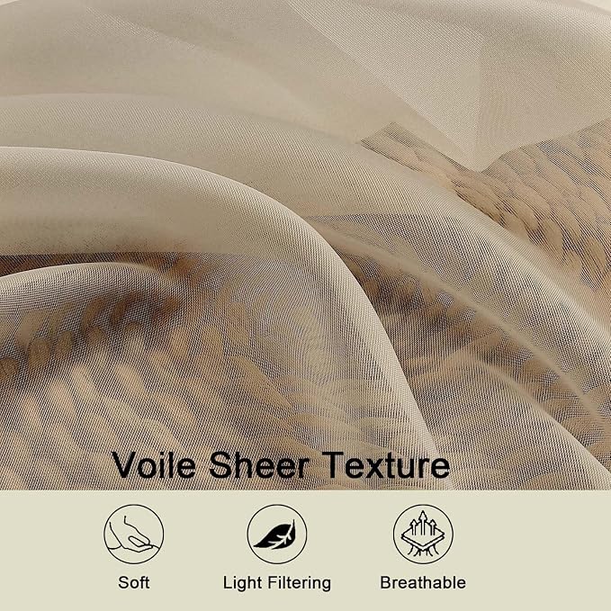 Extra Long Sheer Taupe Curtains - Image 3