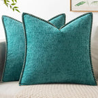 MIULEE Decorative Couch Throw Pillow Covers 22x22 Inch Teal 2 Pack | Farmhouse by MIULEE