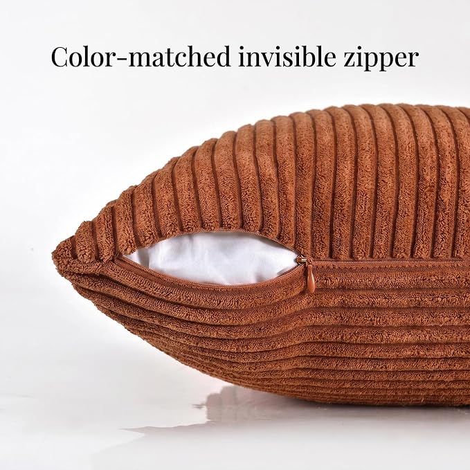 Fancy Homi 2 Packs Rust Big Decorative Throw Pillow Covers 24x24 Inch - Image 3