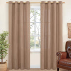 YoungsTex Mocha Brown Linen Semi Sheer Curtains 84 Inch Length by YoungsTex