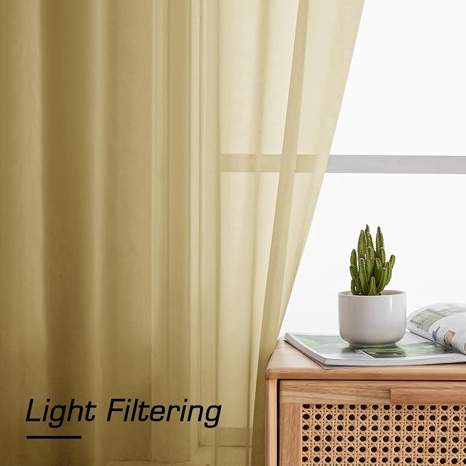 Simplebrand Gold Sheer Tier Curtains - Image 3