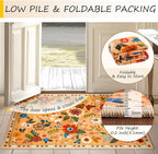 Floral Washable 2x8 Area Rugs Runner Entryway Hallway Yellow/Orange/Red | - Image 5