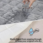 Fixwal Waterproof Flannel Dog Couch Cover, 27.6" x 88", Light Gray | Integrated - Image 4