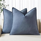 MIULEE Decorative Linen Euro Sham Pillow Covers 22x22 Inch Blue Ashes | Boho by MIULEE