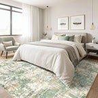 LOONGRUG 4x6 Area Rug Machine Washable Neutral Modern Abstract Rugs Green | - Image 4