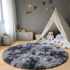 Tie-Dyed Dark Grey Round Area Rug 4ft, Ultra Soft Bedroom Circle Rugs - Image 6