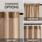 MIULEE Brown Linen Curtains 52x96 Inch Long Soft Thick Linen Textured | Curtains - Image 3