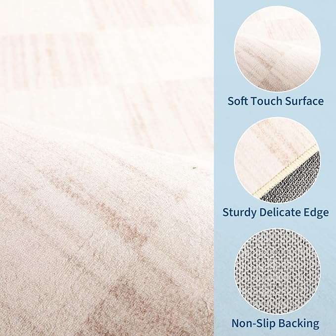 GarveeHome Beige Checkered Rug 6x9 Area Rugs Living Room Checkerboard Rug | - Image 6