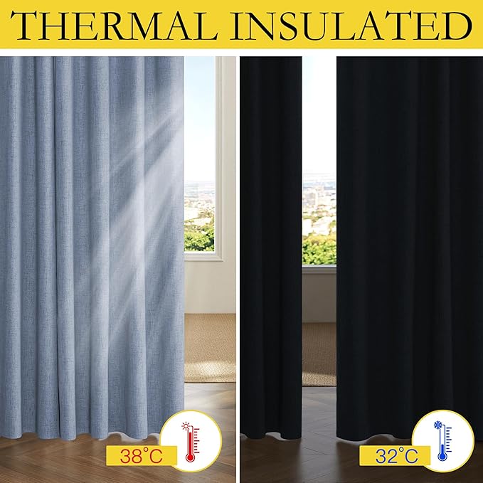 NICETOWN Linen 100% Blackout Cafe Curtains, Thermal Insulated & Noise Reducing - Image 4