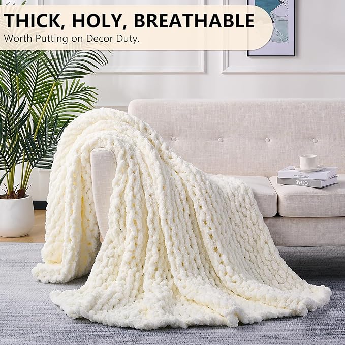 L'AGRATY Chunky Knit Throw Blanket - Image 4